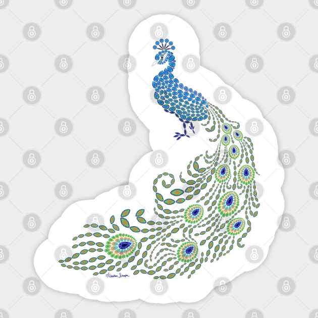 Jeweled Peacock Sticker by artsytoocreations